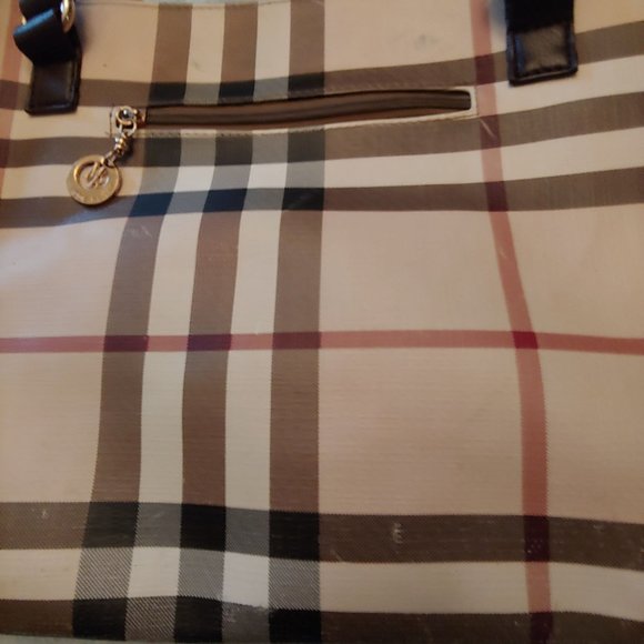 Mode Becky Earthtone Plaid Satchel Tote Bag - Picture 3 of 16